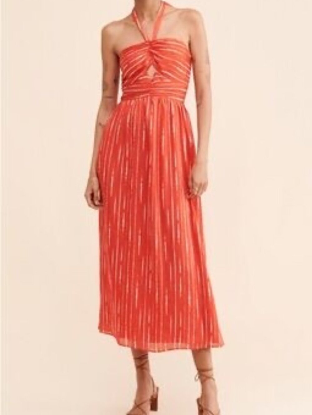 Sachin & Babi Reid Cutout Striped Georgette Halterneck Midi Dress Size 0
